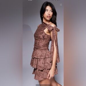 ASOS Brown Mini Ruffle Women Dress